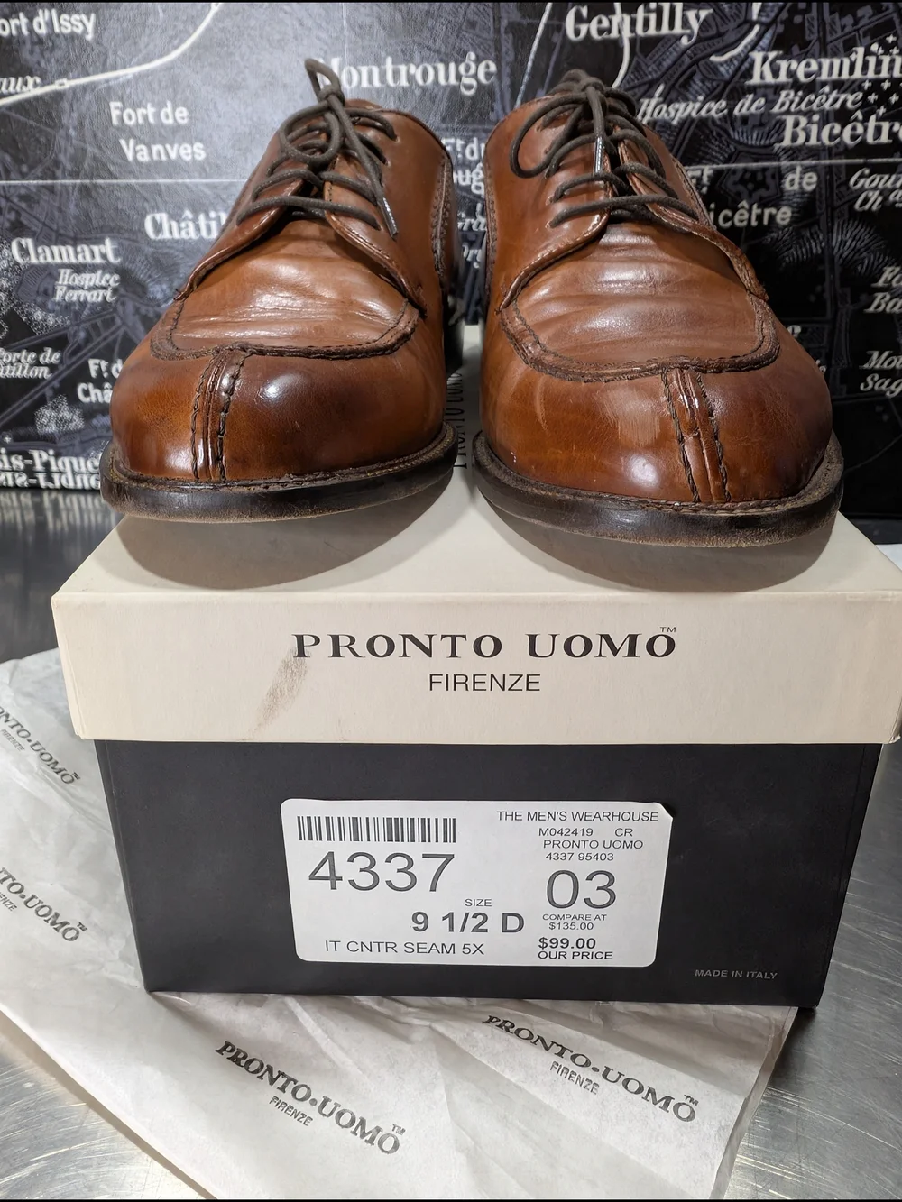 Pronto Uomo Brown Leather Derby Shoes
